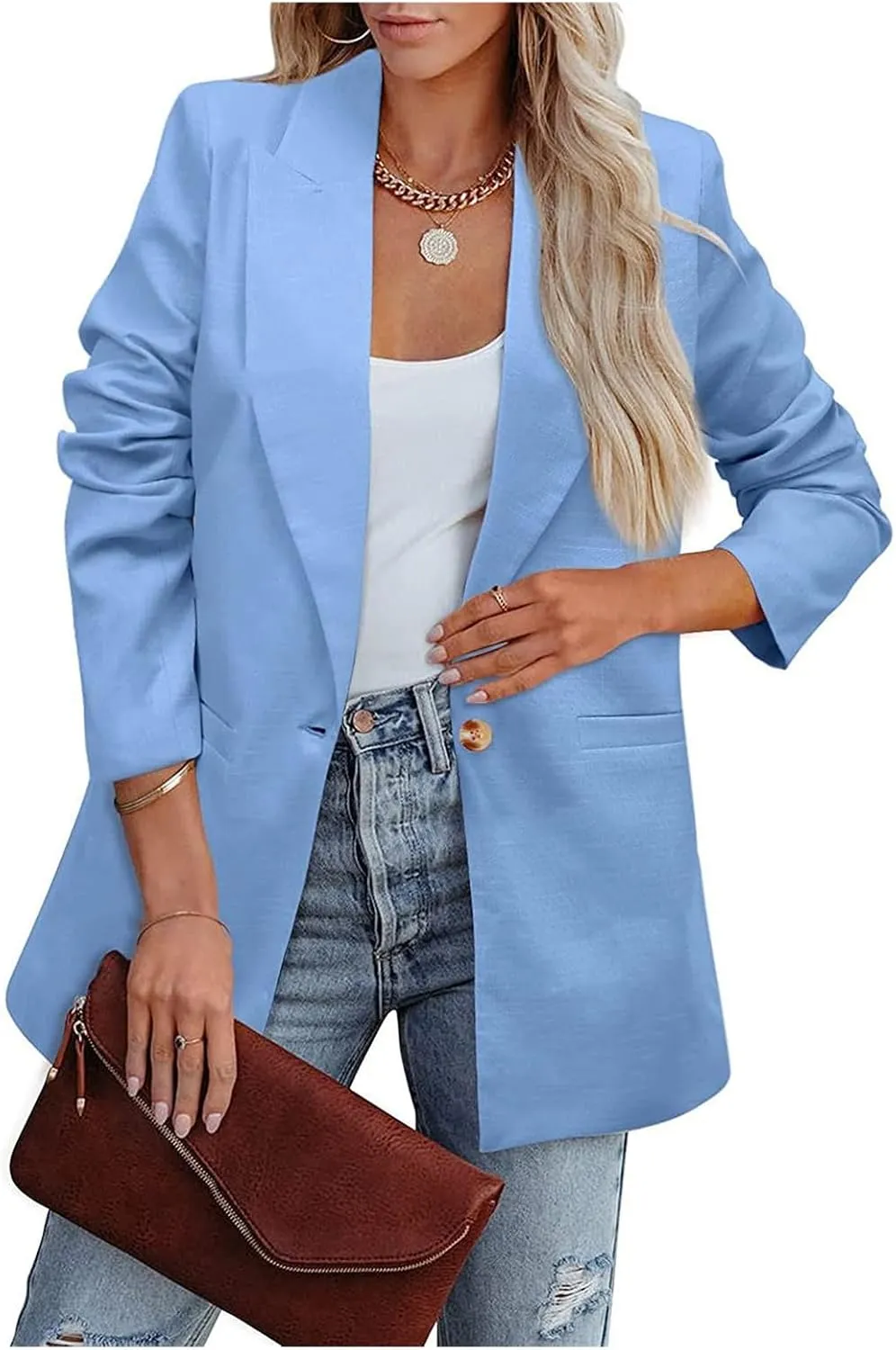 Women Business Casual Blazer Jacket Professional Suit Jacket Lightweight Open Front Long Sleeve Work Office Jackets