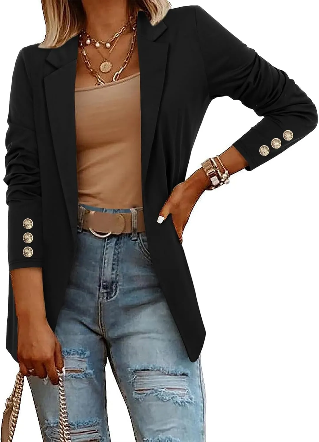 Women Business Casual Blazer Professional Work Suit Jacket Lightweight Work Office Open Front Blazer Jacket Clothes
