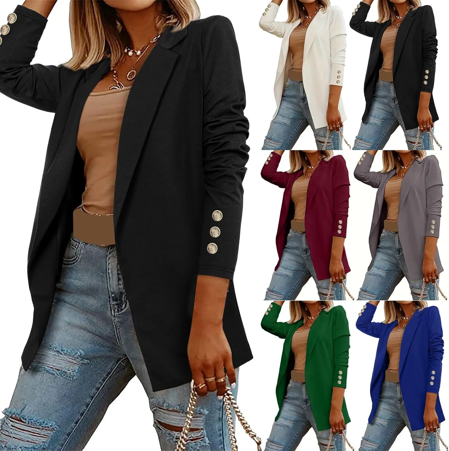 Women Business Casual Blazer Professional Work Suit Jacket Lightweight Work Office Open Front Blazer Jacket Clothes