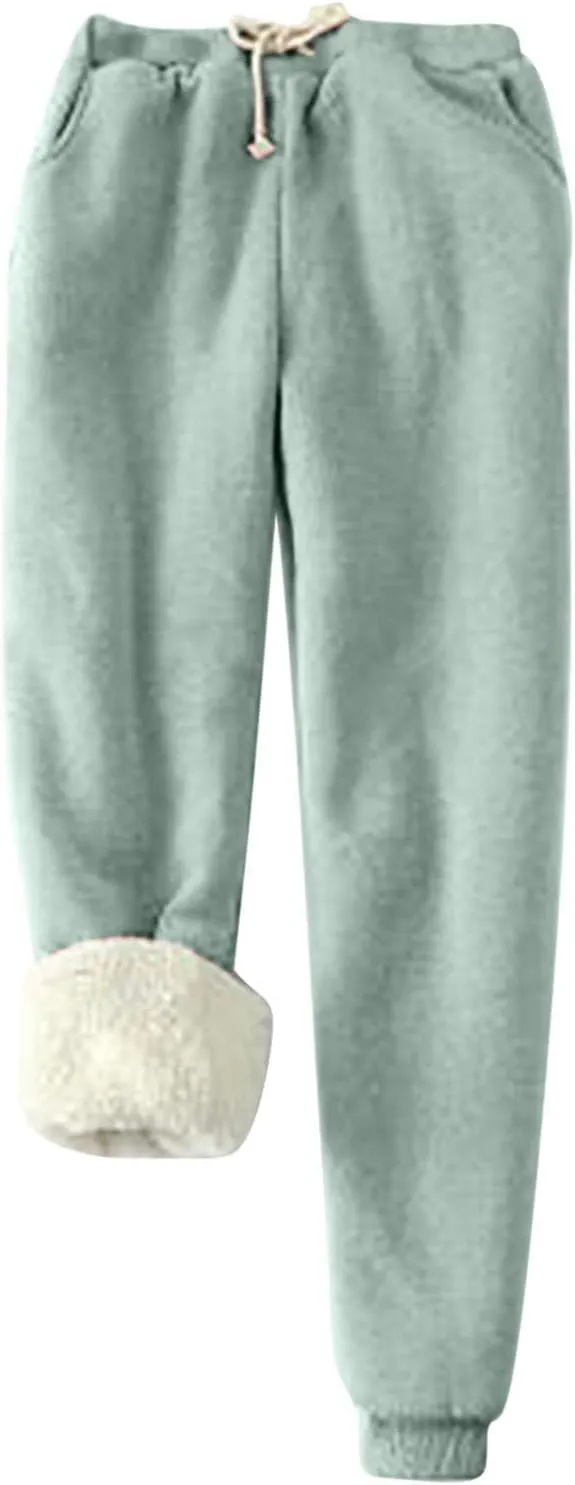 Women Fleece Warm Outfits Sherpa Lined Pajamas Set Soft Thermal Loungewear Fuzzy Tops Pajama Pants Winter Loungewear