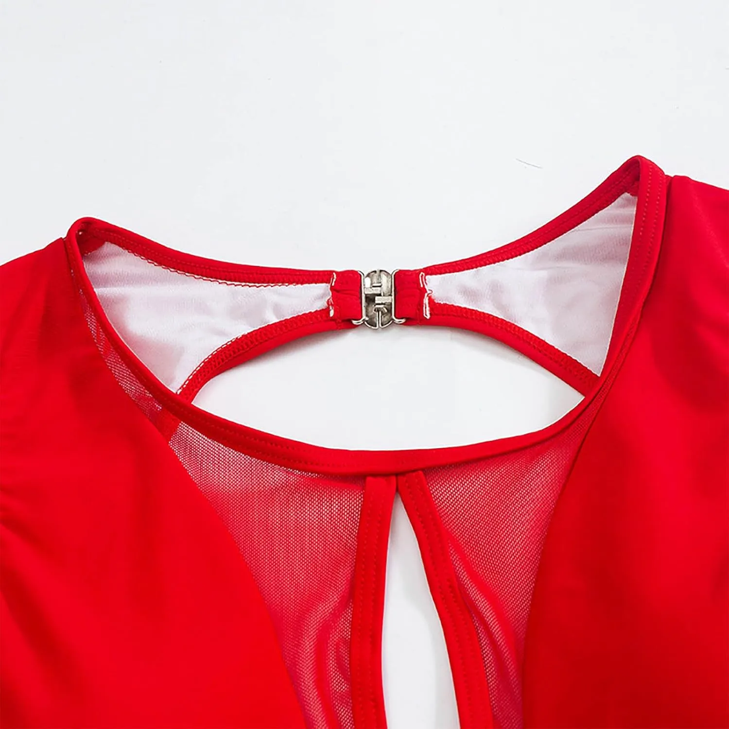 Women One Piece Swimsuit Sexy Mesh Cutout Tummy Control Bathing Suit Slimming Backless High Waisted Modest Swim Suits