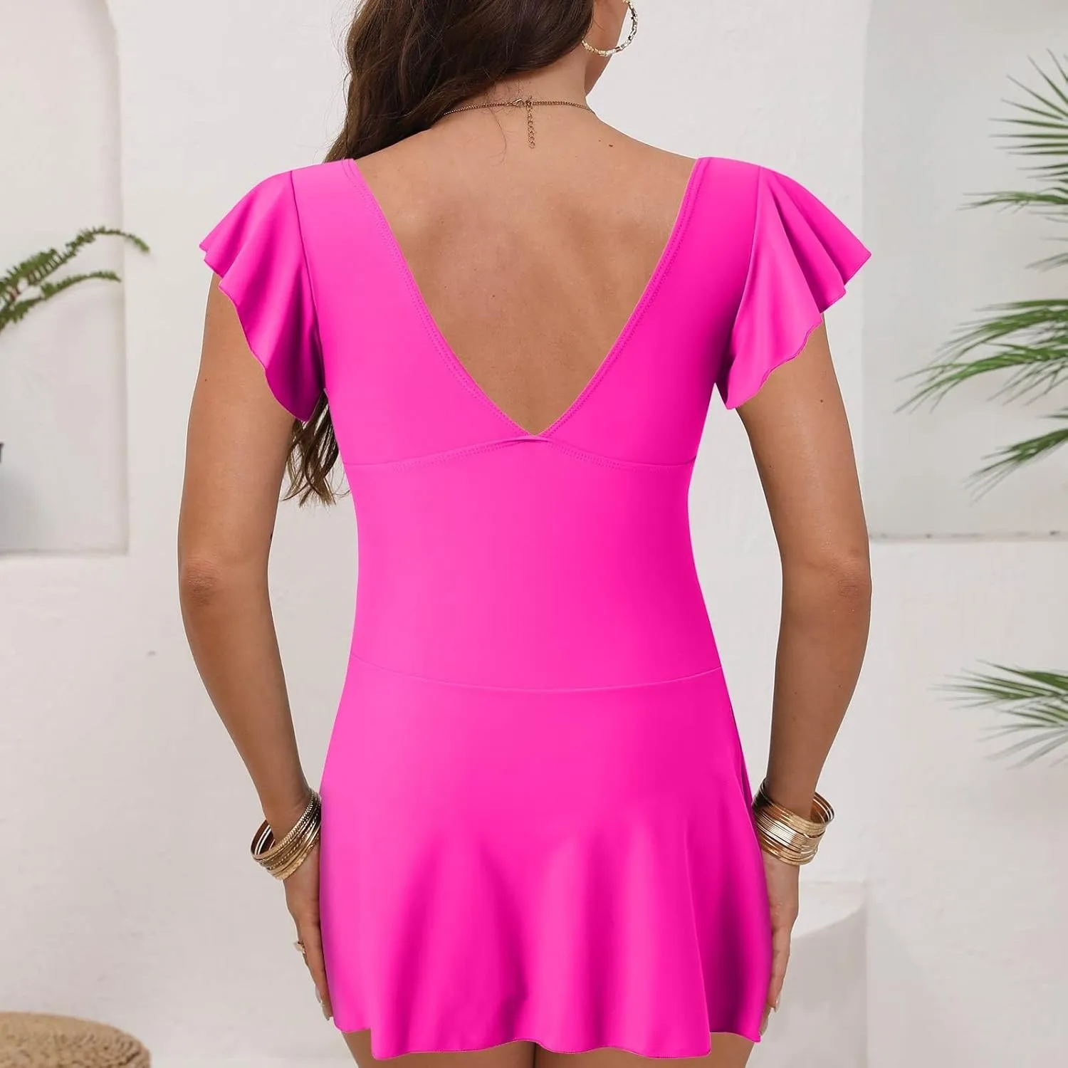 Women One Piece Swimsuit Tummy Control Swim Dress Curvy Modest Bathing Suit Sexy Sling Backless Tankini Swimwear 2025