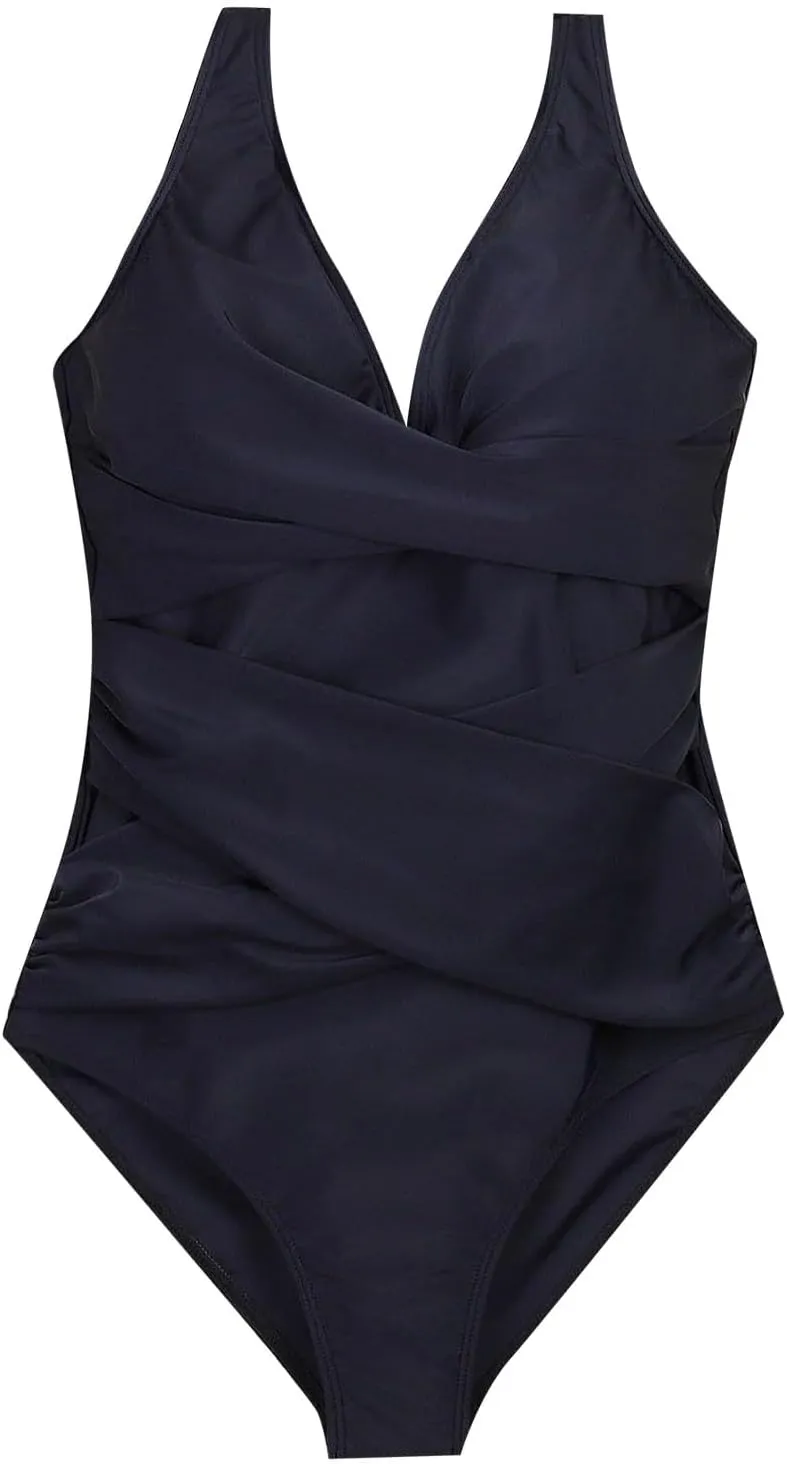 Women Sexy One Piece Swimsuits Halter V Neck Tummy Control Bathing Suit Push Up Backless Swimwear Swim Suit