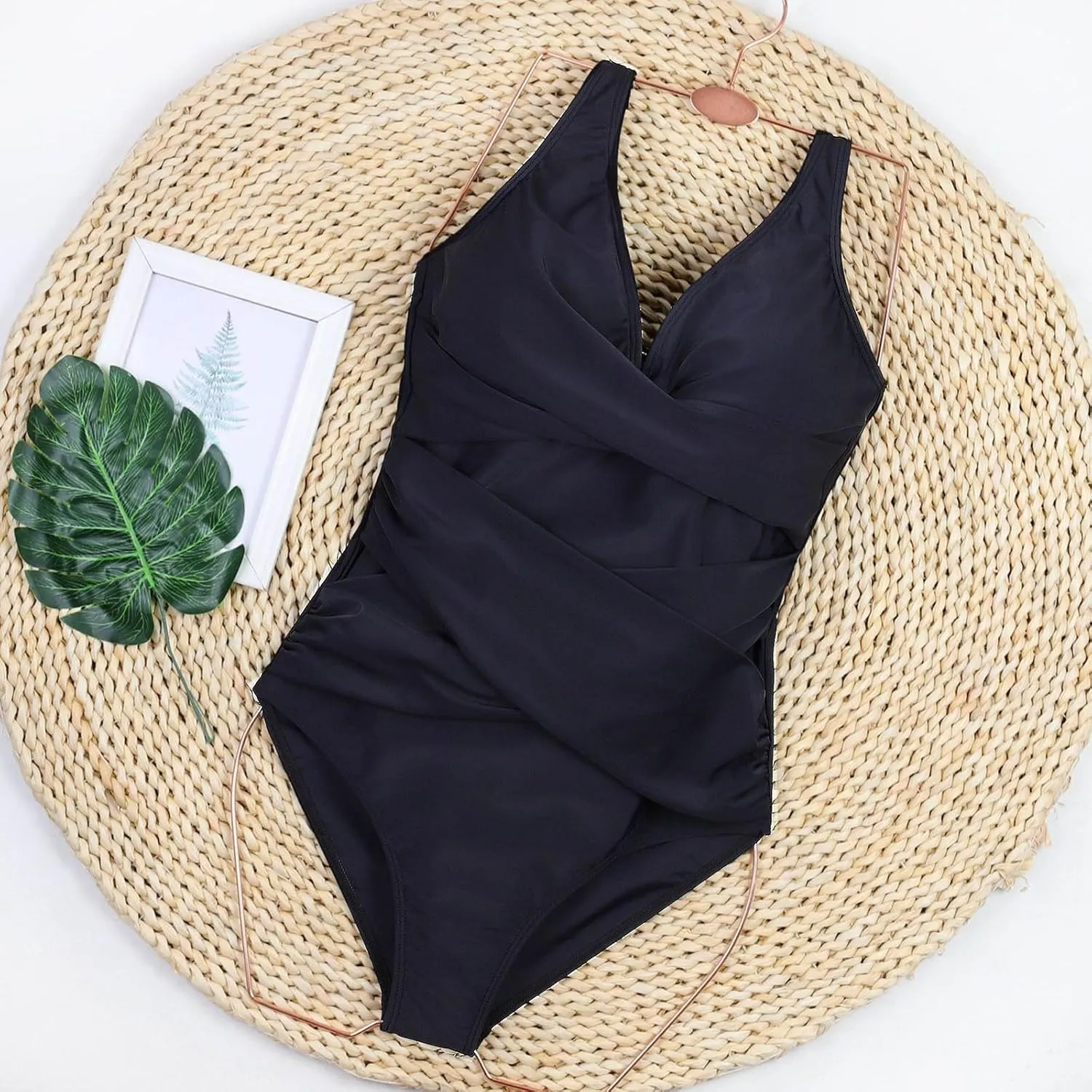 Women Sexy One Piece Swimsuits Halter V Neck Tummy Control Bathing Suit Push Up Backless Swimwear Swim Suit