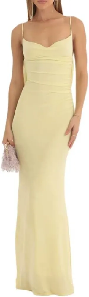 Women Sexy Spaghetti Strap Backless Maxi Dress Bodycon Lace Up Bandage Halter Long Dress Summer Evening Prom Dress