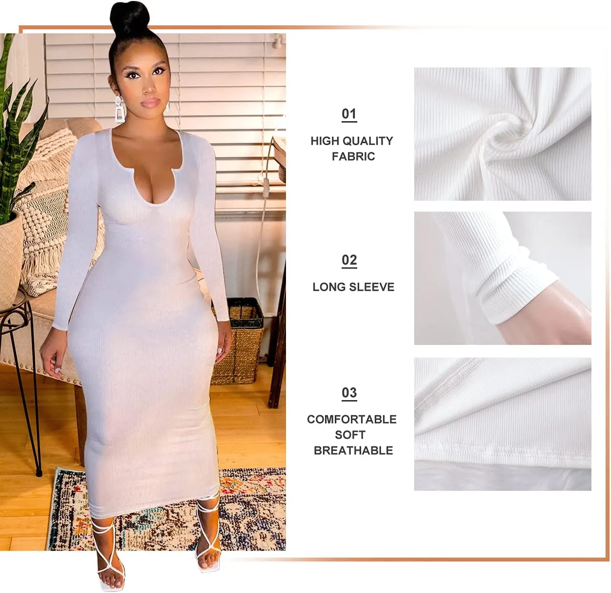 Women Sexy Two Piece Skirt Outfits Long Sleeve/Sleeveless V Neck Bodycon Ribbed Knitted Maxi Club Party Dress