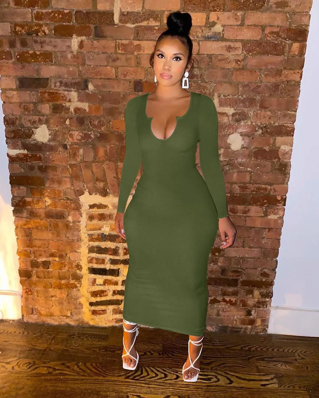 Women Sexy Two Piece Skirt Outfits Long Sleeve/Sleeveless V Neck Bodycon Ribbed Knitted Maxi Club Party Dress