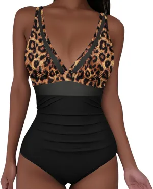 Women Vintage Swimwear Floral Printed Tummy Control One Piece Swimsuit Ruched High Waisted Bathing Suits 2025 Summer