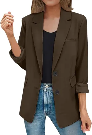 Womens Blazers Dressy Casual Long Sleeve Button Open Front Suit Jackets Work Office Blazers Jacket Trendy Clothes