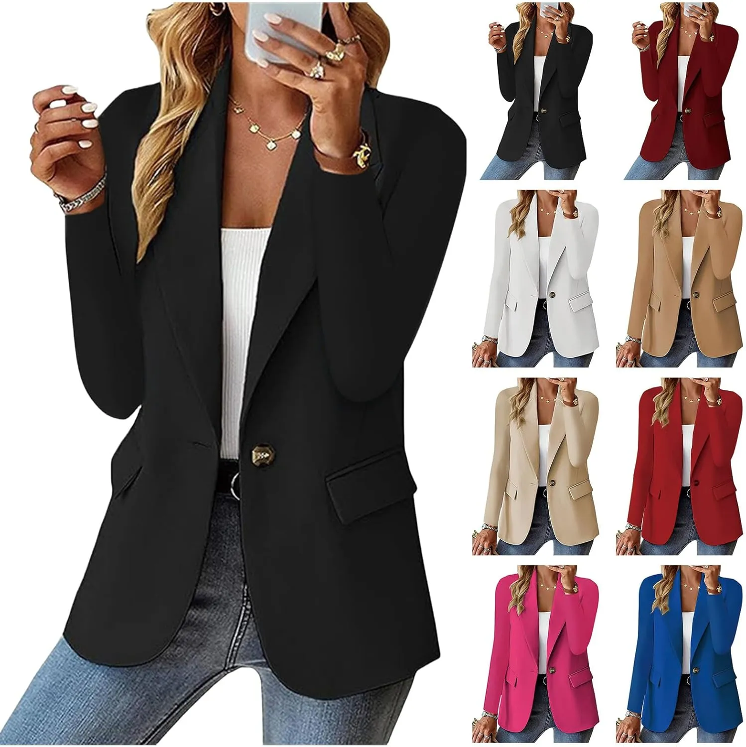 Womens Blazers for Work Professional Suit Jackets Dressy Long Sleeve Blazer Business Casual Outfits Work Office Blazer