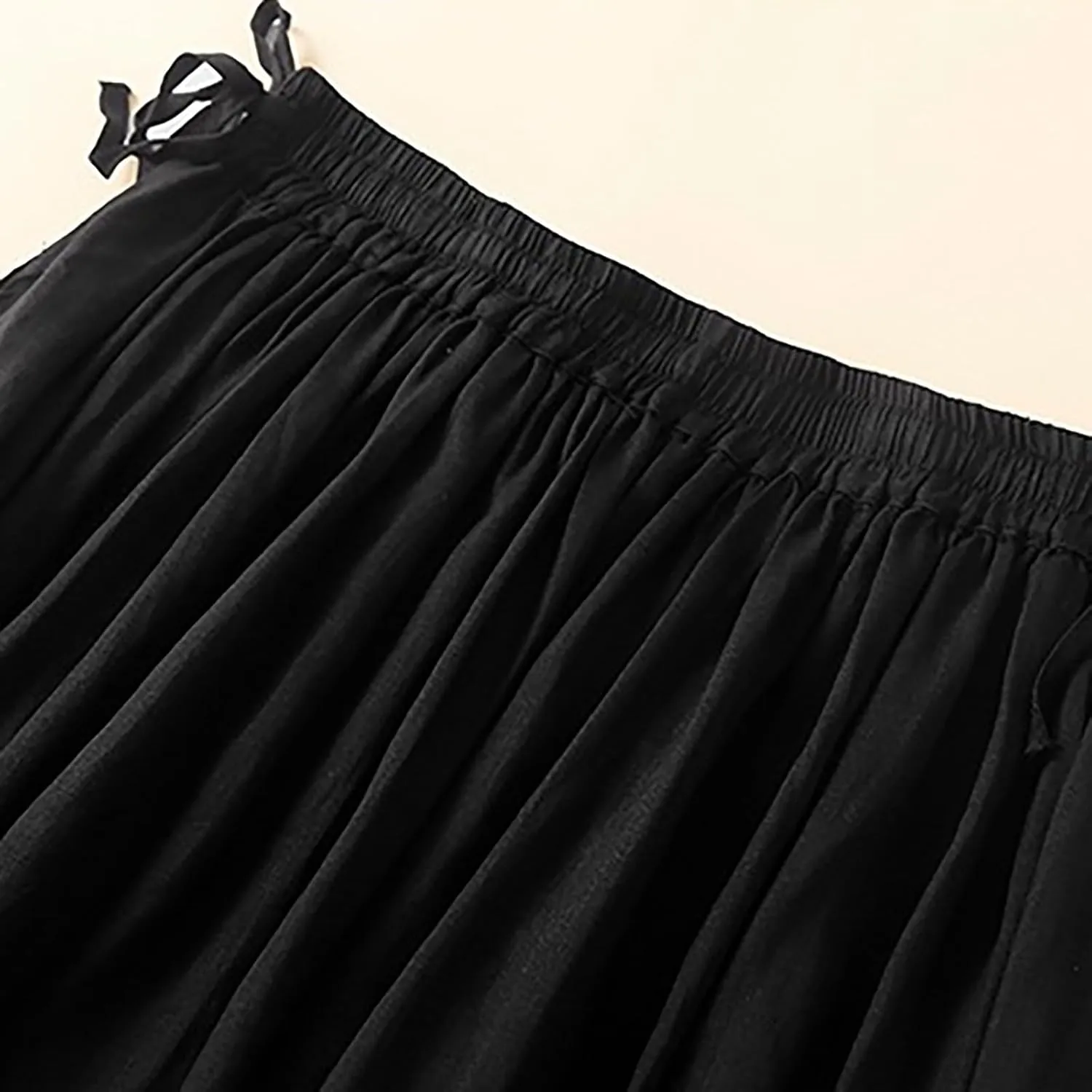 Women's Bohemian Style Elastic Waist Cotton Linen Long Maxi Skirt 2025 Trendy Flowy Swing Beach Dress