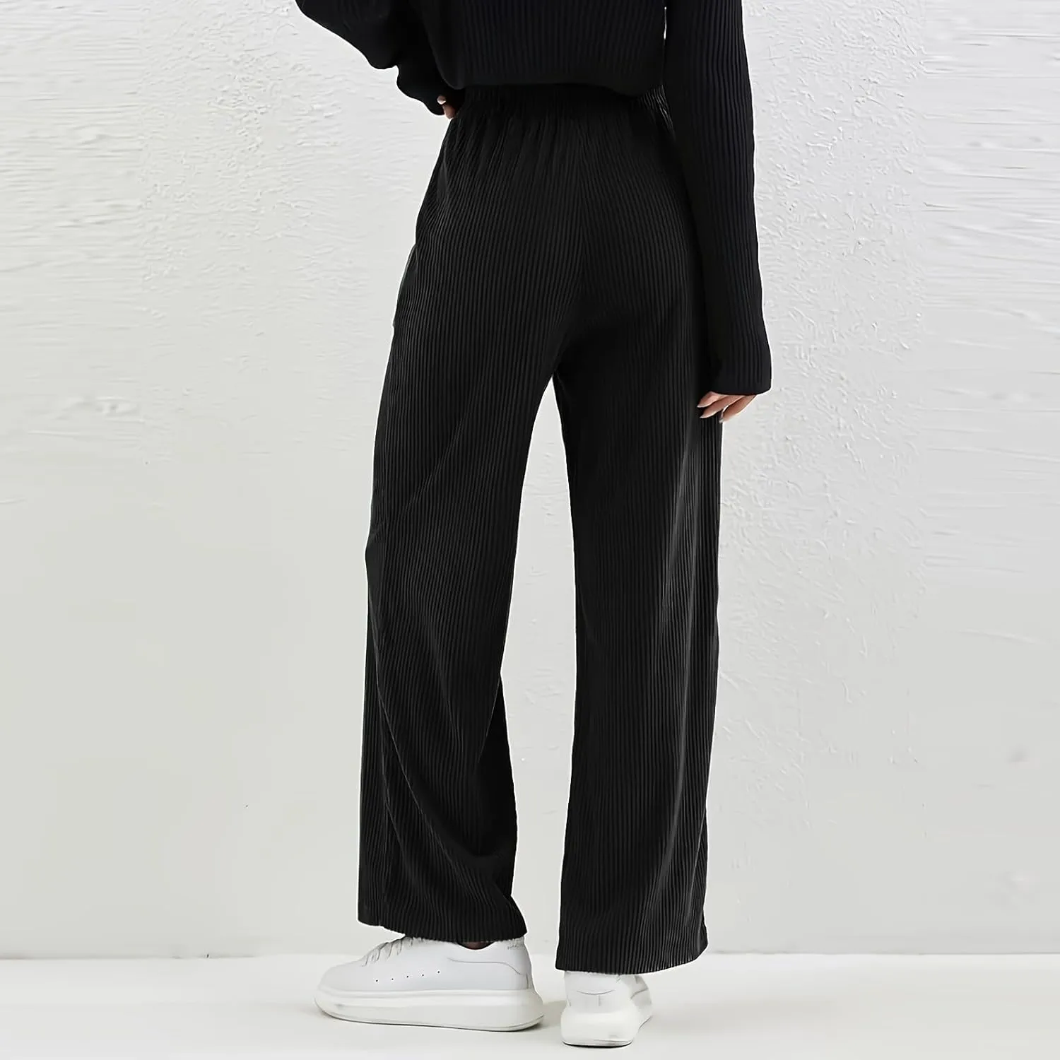 Womens Corduroy Pants Comfy High Waitsted Straight Leg Work Pants Trousers Business Casual Pants with Pockets