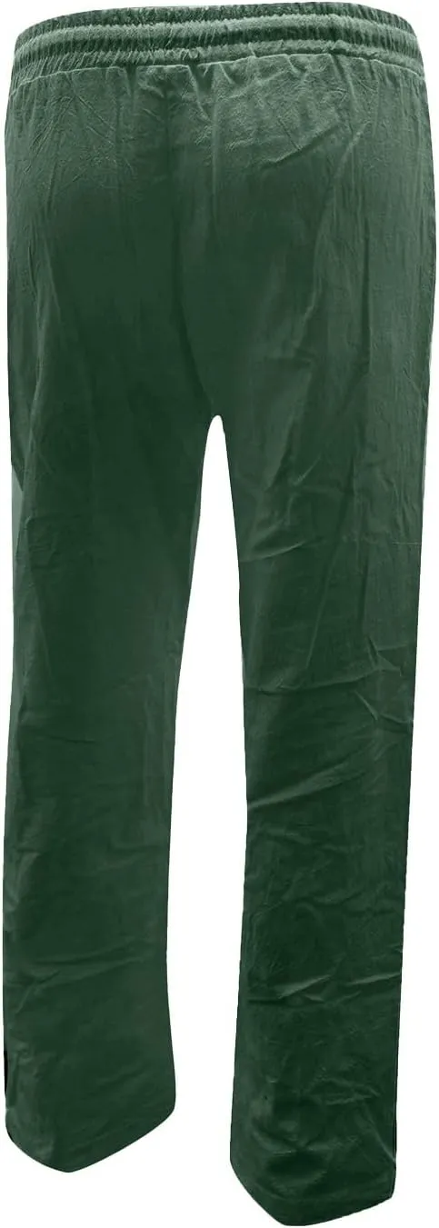 Women's Cotton Linen Lounge Pants Cosy Summer Beach Slacks Trousers High Waisted Loose Fitting Straight Leg Pants