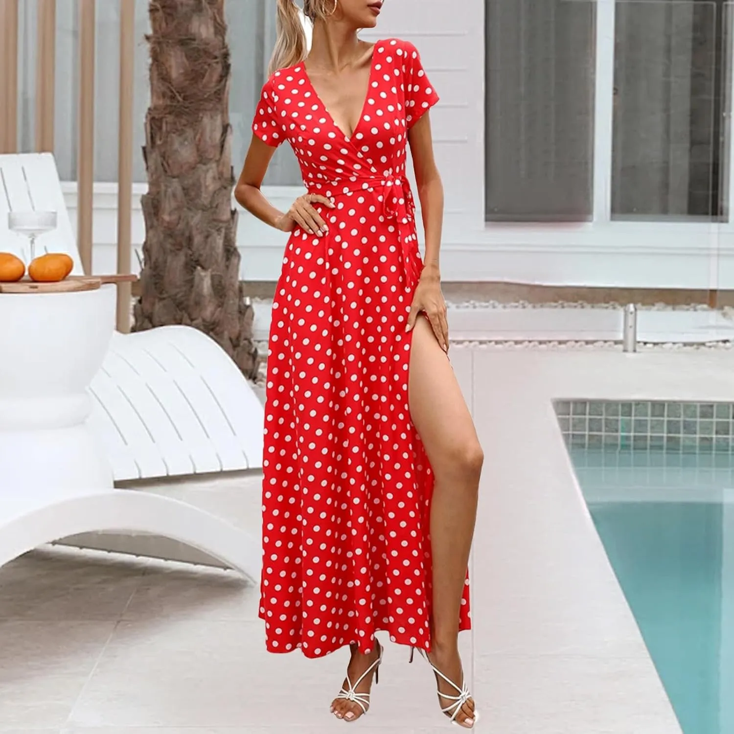 Women's Dress Summer Boho Floral Print Sexy Wrap Maxi Dress for Wedding Guest Beach Vacation Dresses 2025