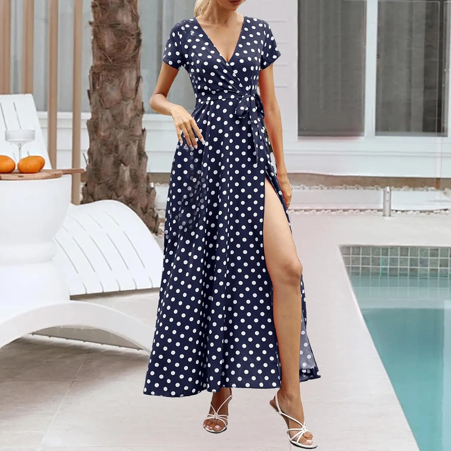 Women's Dress Summer Boho Floral Print Sexy Wrap Maxi Dress for Wedding Guest Beach Vacation Dresses 2025