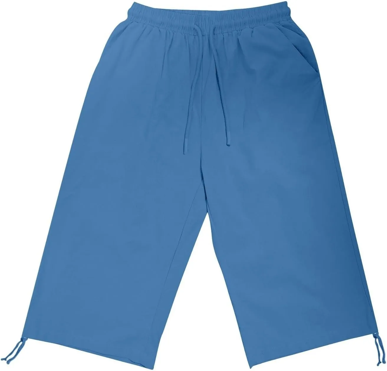 Women's Linen Capris 2025 Summer Casual Plus Size Pants Elastic High Waisted Drawstring Rolled Hem Shorts with Pockets