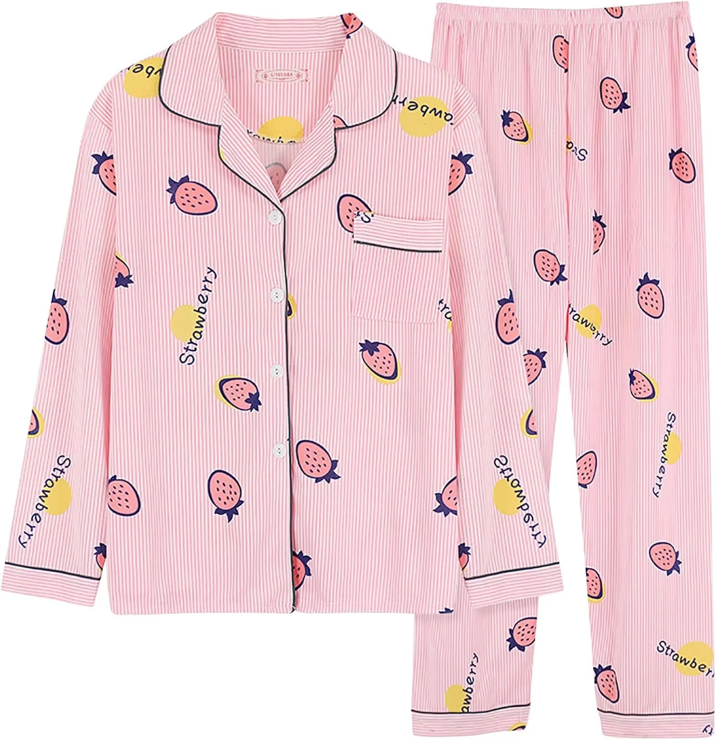 Women's Long Sleeve Lounge Pajama Sets Floral Printed Trendy 2PC Loungewears Soft Skin Friendly Casual Sleepwear Set