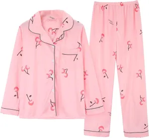 Women's Long Sleeve Lounge Pajama Sets Floral Printed Trendy 2PC Loungewears Soft Skin Friendly Casual Sleepwear Set