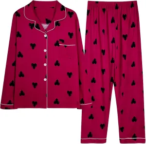 Women's Long Sleeve Lounge Pajama Sets Floral Printed Trendy 2PC Loungewears Soft Skin Friendly Casual Sleepwear Set