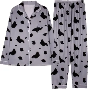 Women's Long Sleeve Lounge Pajama Sets Floral Printed Trendy 2PC Loungewears Soft Skin Friendly Casual Sleepwear Set