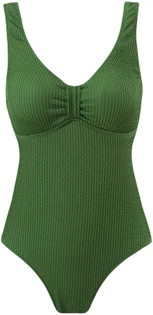 Womens Modest Swimsuits Fashion Solid V Neck Tummy Control Bathing Suits Backless Sexy Padded 2025 Summer Swimwear