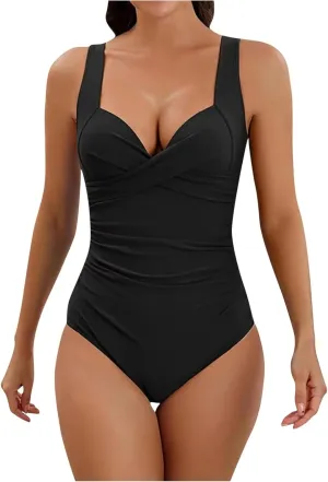 Women's One Piece Bathing Suit 2025 Trendy Tummy Control Swimsuit Slimming Push Up High Waisted Swimwear Bikini Sets