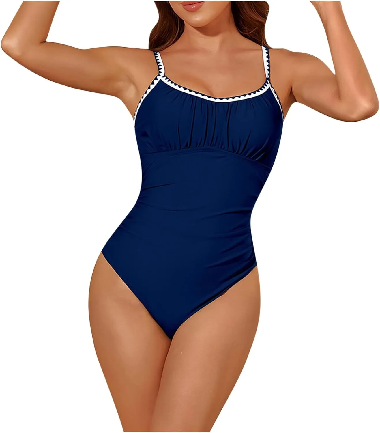 Women's One Piece Swimsuit Slimming Tummy Control Bathing Suit Ruched Push Up Swim Suit Spaghetti Strap Swimwear 2025