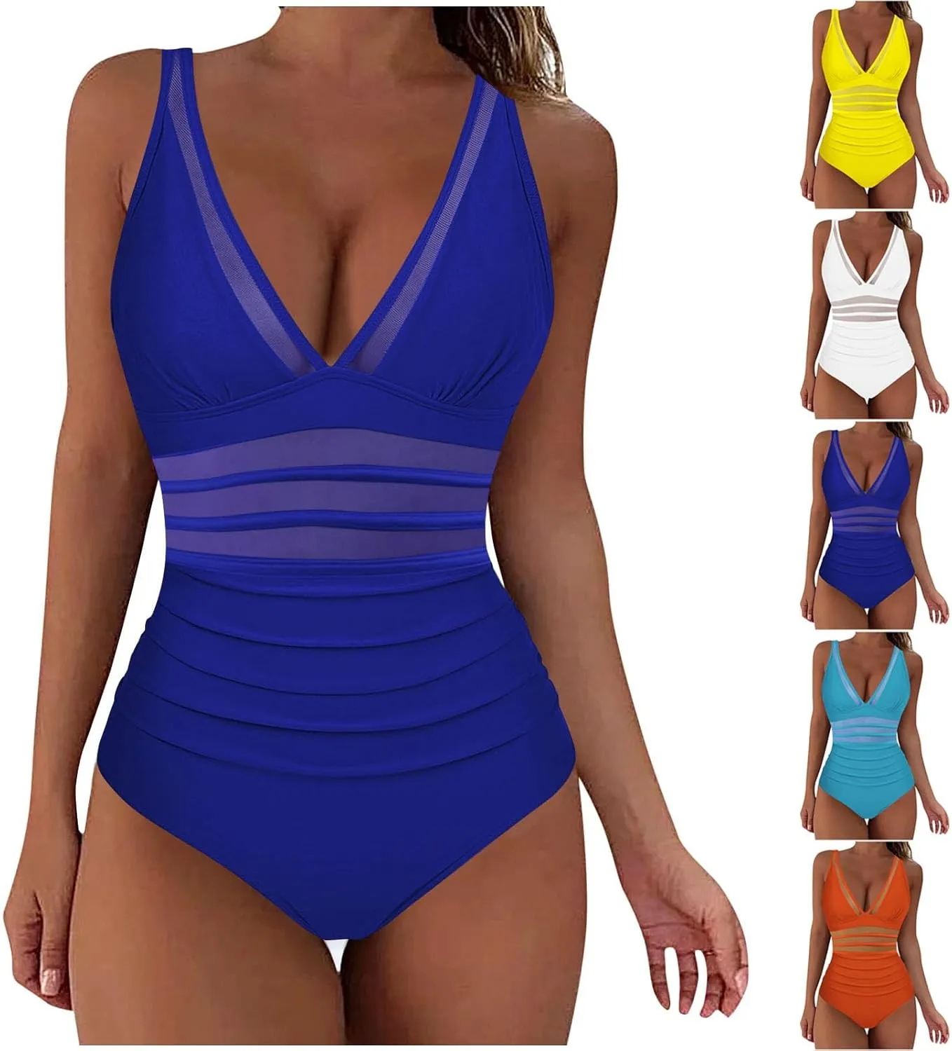 Women's One Piece Swimsuit Tummy Control Bathing Suit Slimming Swim Dresses Mesh Swim Suit Skirt Sexy Tankini Monokini