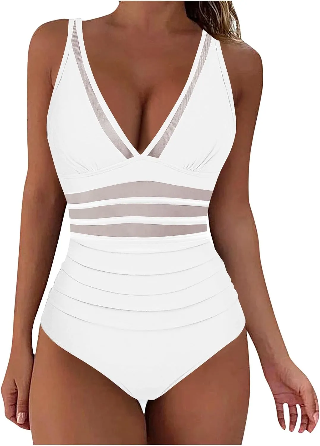 Women's One Piece Swimsuit Tummy Control Bathing Suit Slimming Swim Dresses Mesh Swim Suit Skirt Sexy Tankini Monokini