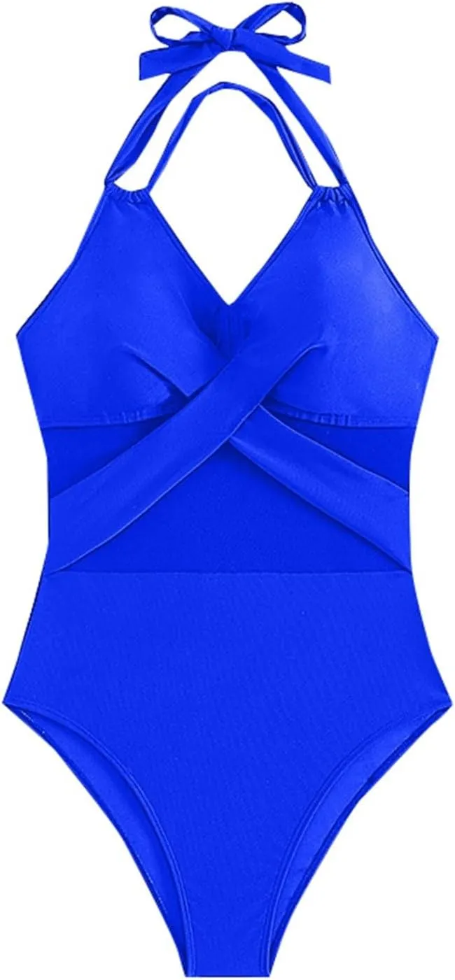 Women's One Piece Tummy Control Swimsuit Swimming Suit with Chest Pads Without Brackets with High Waisted Bottom
