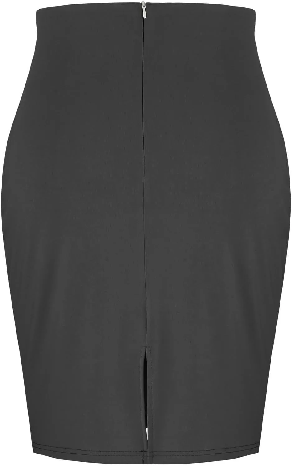 Women's Pencil Suit Skirt Back Slit Zipper High Waist Plain Skirts Elegant Bodycon Midi Work Jersey Skirts Calf Length