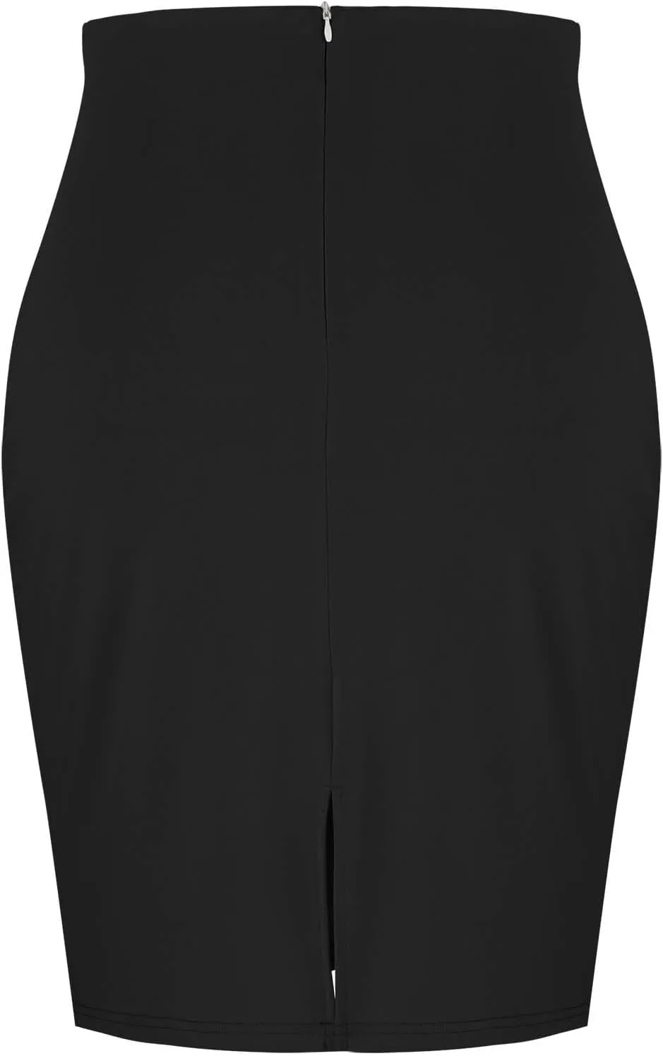Women's Pencil Suit Skirt Back Slit Zipper High Waist Plain Skirts Elegant Bodycon Midi Work Jersey Skirts Calf Length