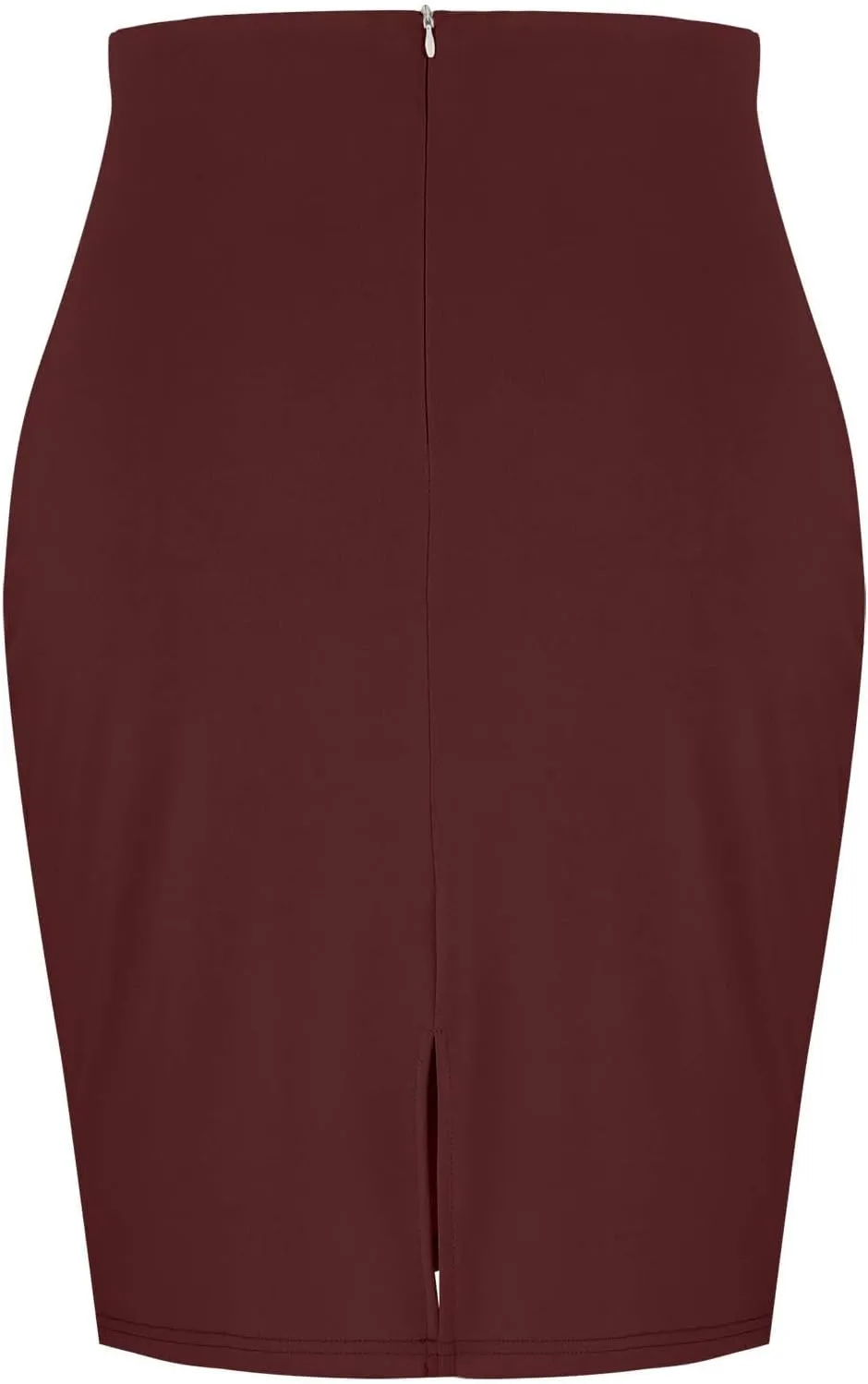 Women's Pencil Suit Skirt Back Slit Zipper High Waist Plain Skirts Elegant Bodycon Midi Work Jersey Skirts Calf Length