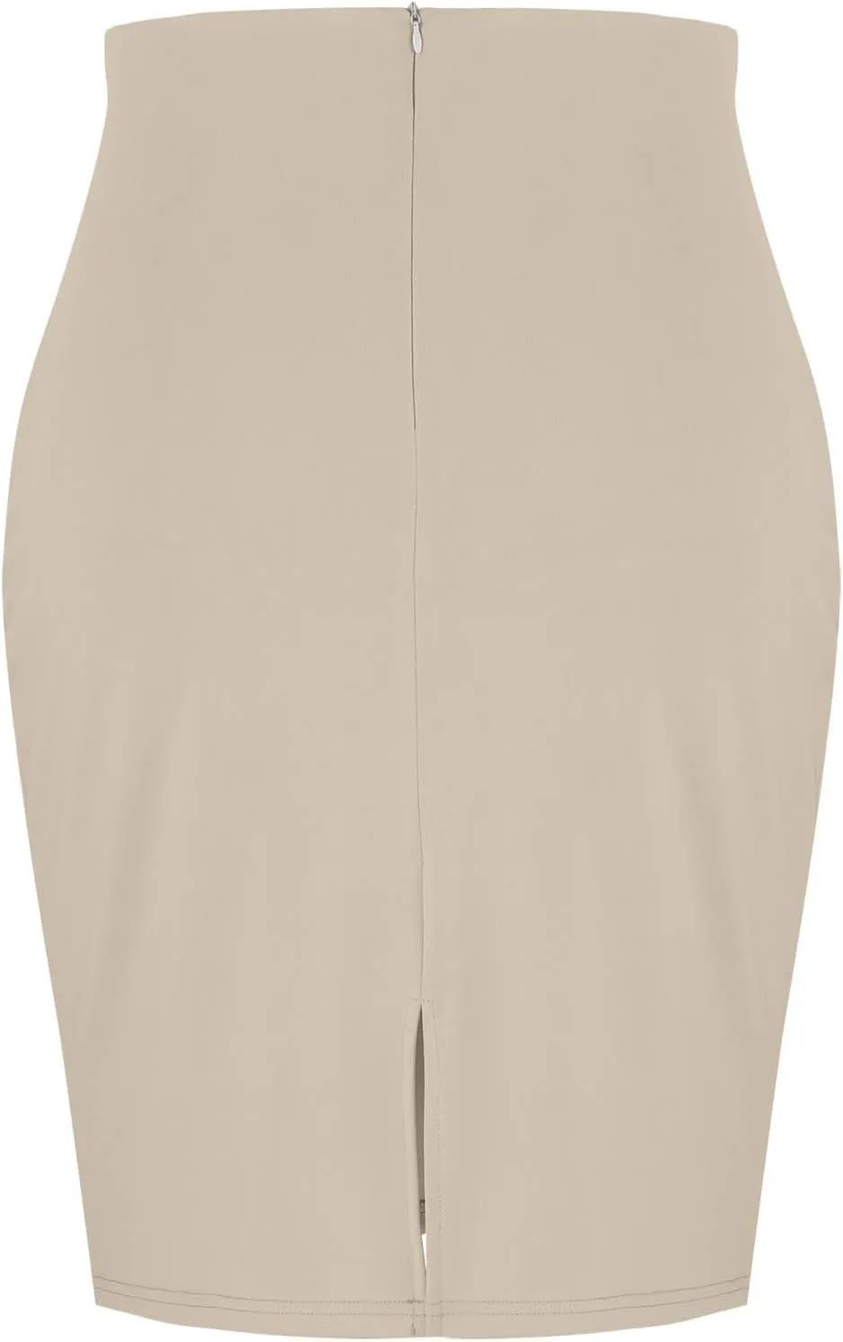 Women's Pencil Suit Skirt Back Slit Zipper High Waist Plain Skirts Elegant Bodycon Midi Work Jersey Skirts Calf Length