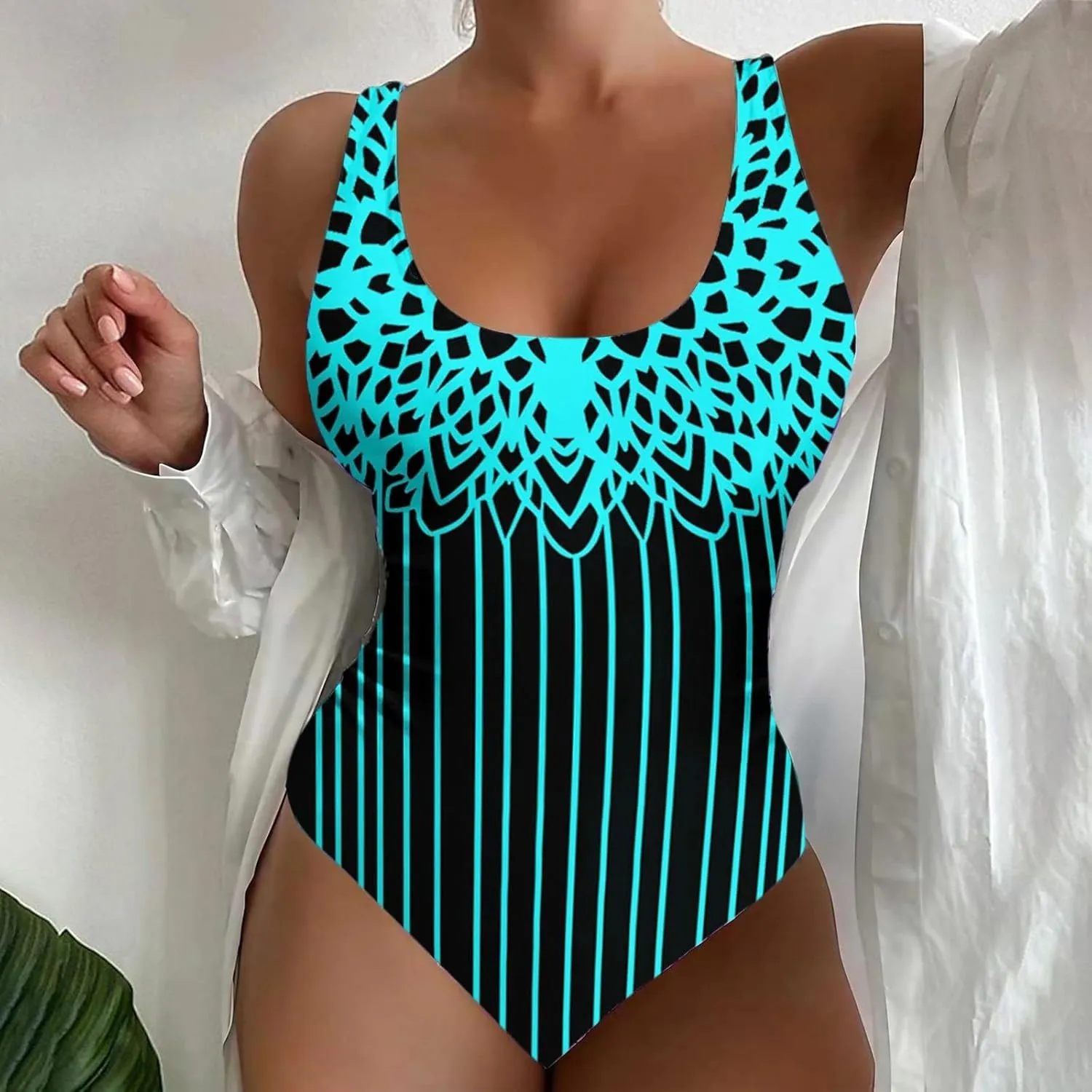 Womens Plus Size Swimsuit One Piece Swimsuit Bathing Suit Ruffle Wrap V Neck Swimwear One Piece Swimsuit One Piece