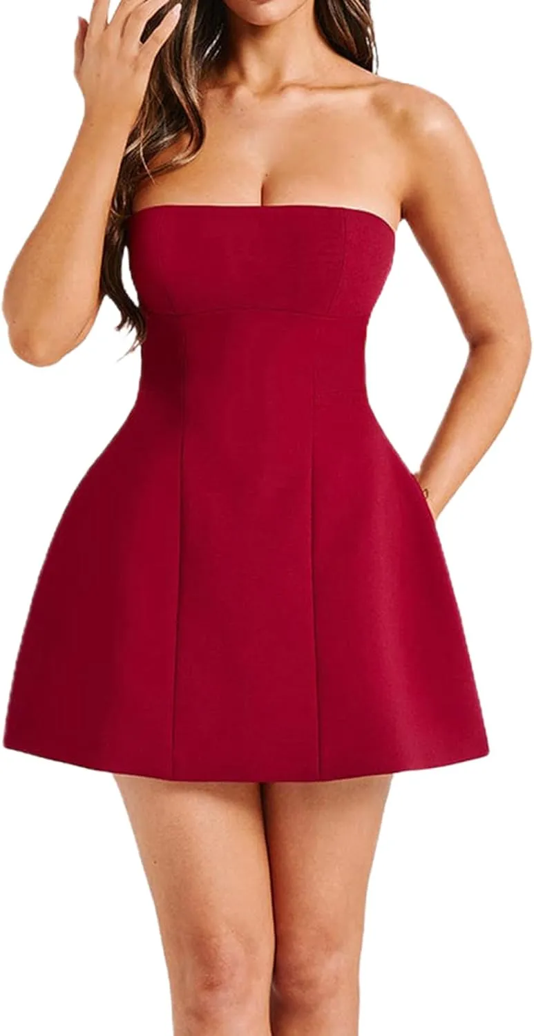 Women's Sexy Backless Dress Summer Bodycon Tank Sleeveless Elegant Formal Party Club Cocktail Mini Dress
