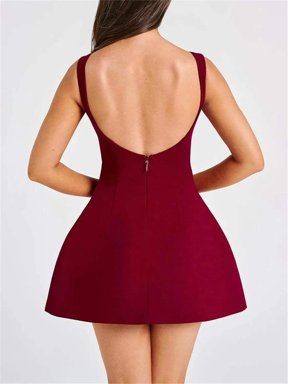 Women's Sexy Backless Dress Summer Bodycon Tank Sleeveless Elegant Formal Party Club Cocktail Mini Dress