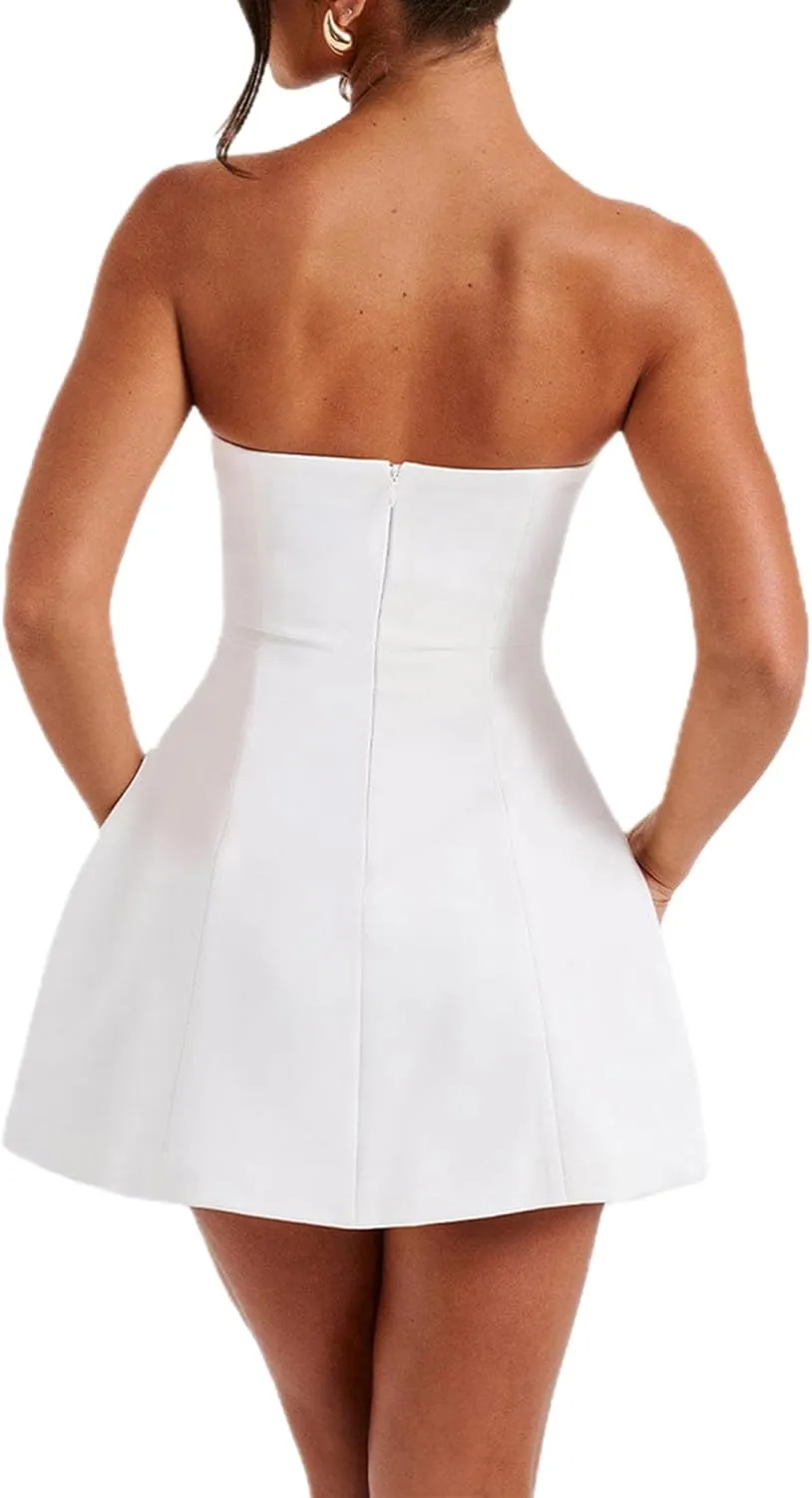 Women's Sexy Backless Dress Summer Bodycon Tank Sleeveless Elegant Formal Party Club Cocktail Mini Dress