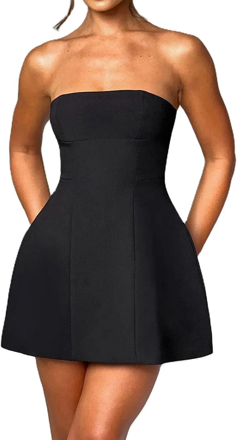Women's Sexy Backless Dress Summer Bodycon Tank Sleeveless Elegant Formal Party Club Cocktail Mini Dress