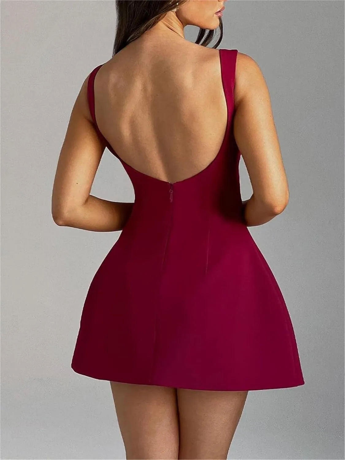 Women's Sexy Backless Dress Summer Bodycon Tank Sleeveless Elegant Formal Party Club Cocktail Mini Dress