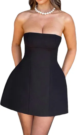 Women's Sexy Backless Dress Summer Bodycon Tank Sleeveless Elegant Formal Party Club Cocktail Mini Dress