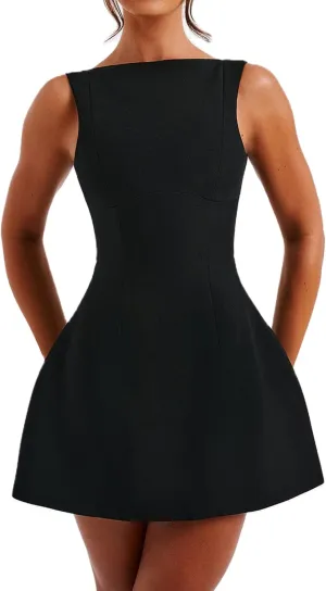 Women's Sexy Backless Dress Summer Bodycon Tank Sleeveless Elegant Formal Party Club Cocktail Mini Dress