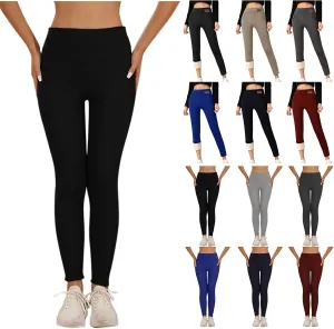 Womens Sherpa Fleece Lined Pants Winter Warm Thick Leggings Stretchy High Waisted Tights Warm Thermal Pants