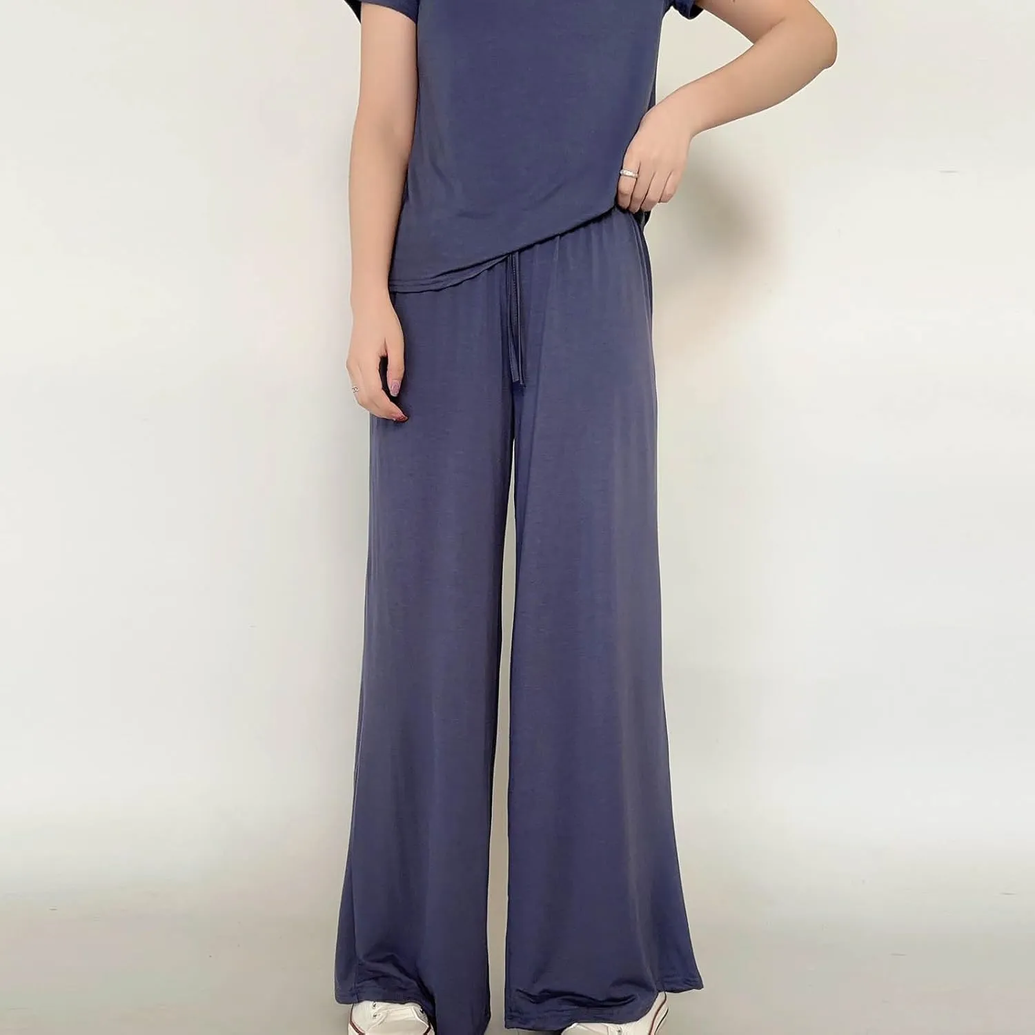 Women's Sleep Pants Summer Modal Lounge Home Wear Bottoms Pajama Pj Pant with Pocket Drawstring Slacks Trouser Clothes