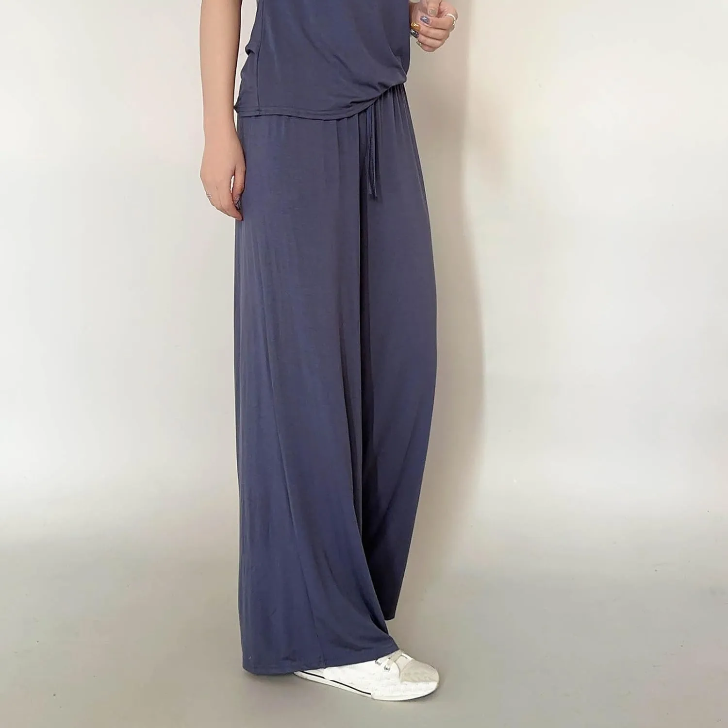 Women's Sleep Pants Summer Modal Lounge Home Wear Bottoms Pajama Pj Pant with Pocket Drawstring Slacks Trouser Clothes