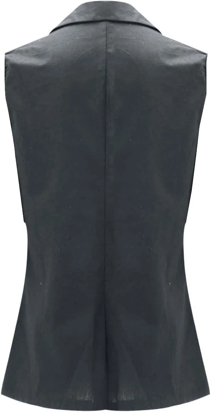 Women's Sleeveless Blazer Vest Casual Office Blazer Jackets Front Open Cardigan Work Suit Waistcoat with Pockets