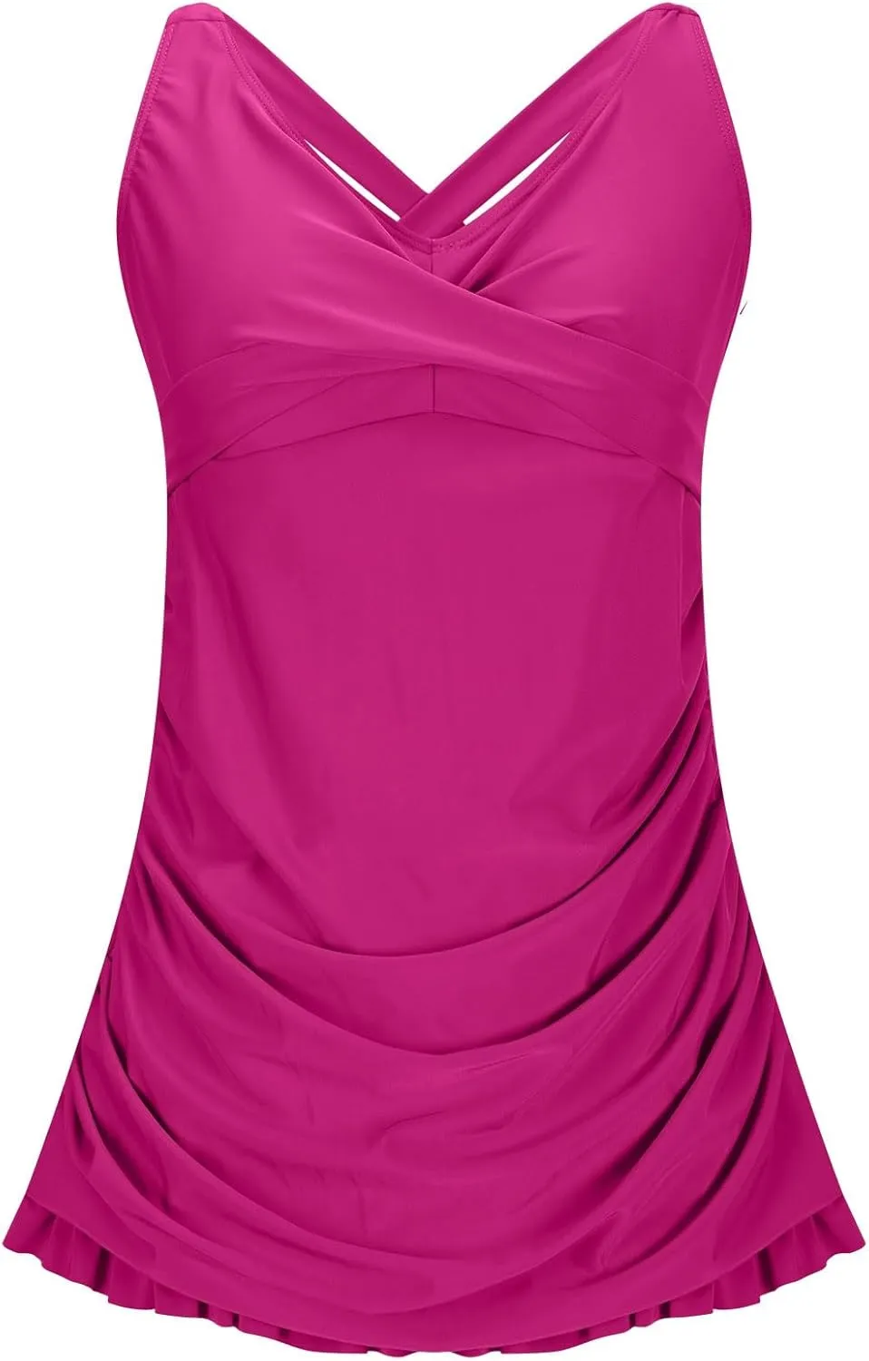 Women's Swimsuits One Piece Tummy Control Criss Cross V Neck Swim Dress Push Up Monokini Slimming Athletic Swimwear