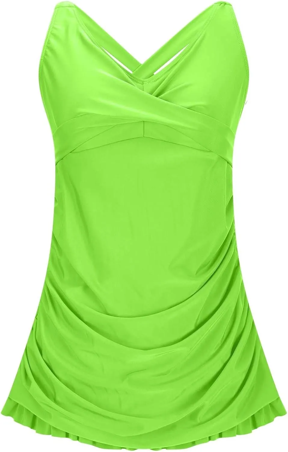 Women's Swimsuits One Piece Tummy Control Criss Cross V Neck Swim Dress Push Up Monokini Slimming Athletic Swimwear