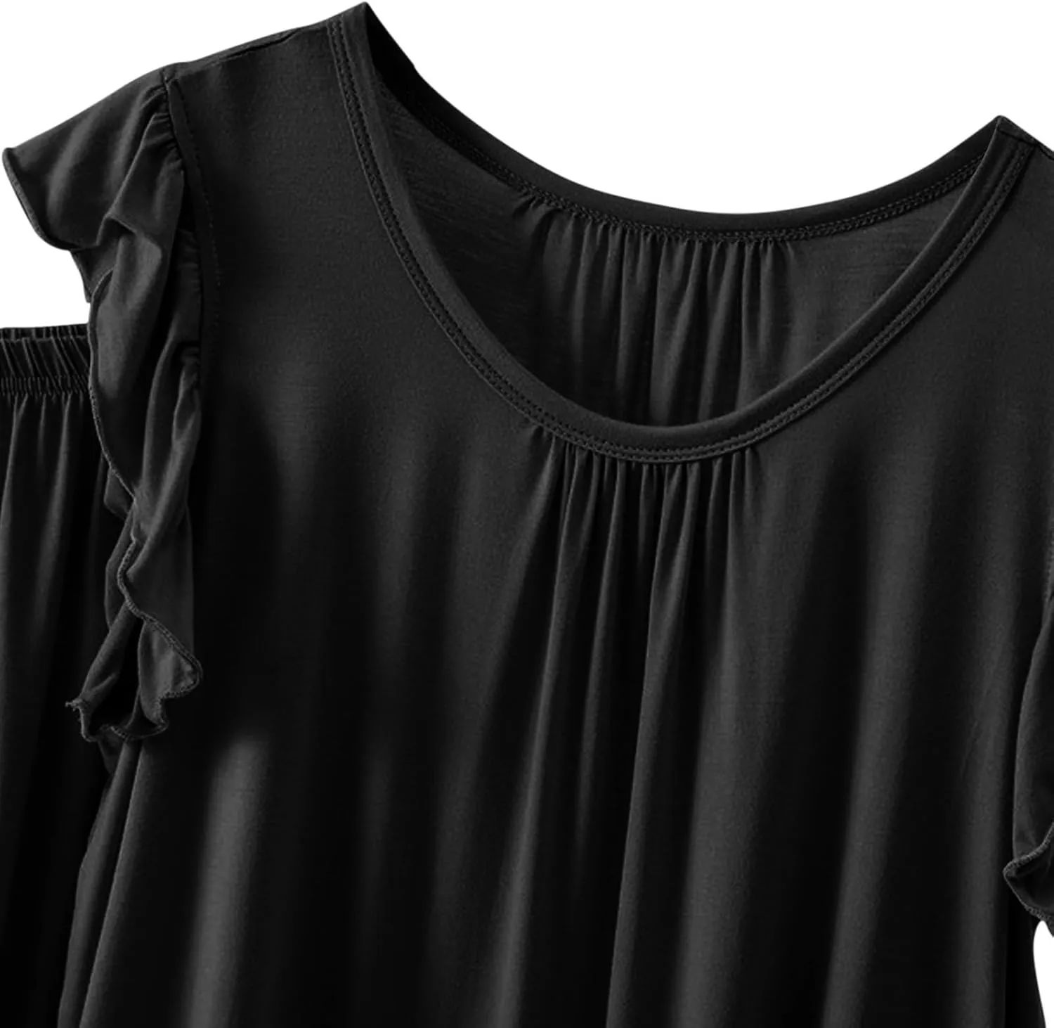 Womens Two Piece Pajamas Sets Plus Size Loungewear Soft Sleepwear Summer Ruffle Sleeve Pjs Tank Top Shorts Lounge Set