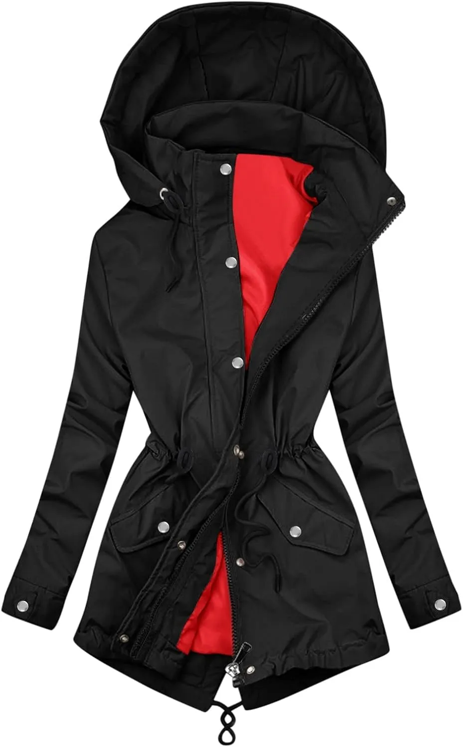 XUETON Women's Casual Zip Up Anork Jackets Fleece Lined Downs Puffer Jacket Casual Faux Fur Hooded Pockets Padded Peacoat Outwear